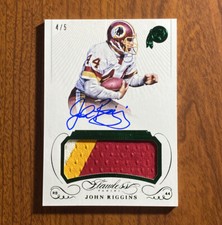 2015 Panini Flawless John Riggins Greats Patch Auto Emerald /5 Game Worn 3 Color