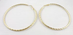 Big Hoop Gold Tone Earrings Pierced Women - Picture 1 of 5