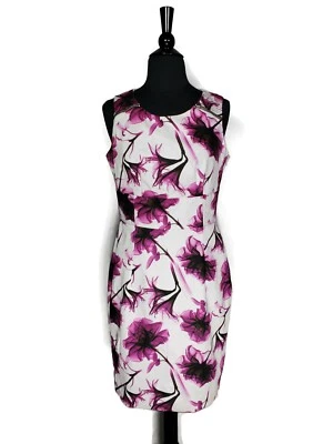 Платье-футляр Worthington фиолетовое белое инфракрасное с цветочным принтом без рукавов размер 6 - Изображение 1 из 4