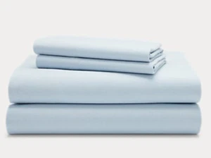 BRAND NEW RALPH LAUREN QUEEN SHEET SET 4PC COTTON FLANNEL LITE BLUE - Picture 1 of 6