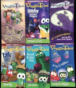 VEGGIETALES VHS LOT (6) DAVE JOSH LARRY-BOY FIB RUMOR LYLE ARE YOU MY NEIGHBOR? - Picture 1 of 3