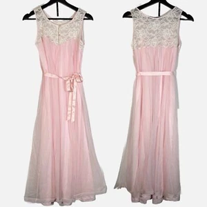 Vintage Komar Pink Lace and Chiffon NightGown Dress Small Fairy Ballet 1960s - Picture 1 of 10