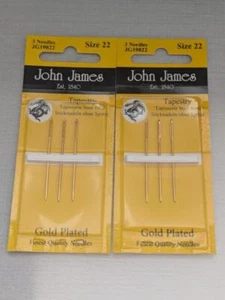 John James Tapestry hand Needles Size 22 -6 needles new Gold Plated - Picture 1 of 2
