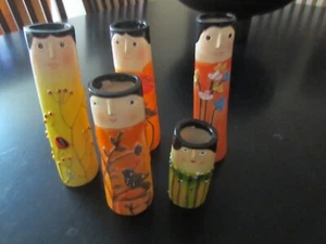 Spring Family Bohemian Set of 5 Resin Bud Vases - Picture 1 of 5