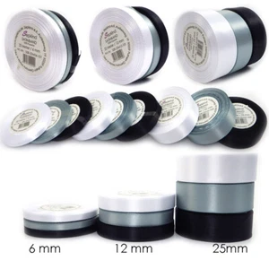 Set Classic Weiss Silber Schwarz Schleifenband Dekoband Satinband Bastelband - Bild 1 von 30