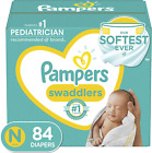 Diapers Newborn/Size 0 ( 10 Lb), 84 Count - Swaddlers Baby Diapers, Super Pack