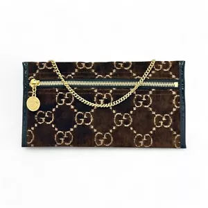 Authentic Gucci Clutch Bag on Chain Velvet Monogram Brown - Picture 1 of 11