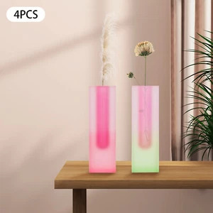 4 PCs Acrylic Vase Gradient Color Desktop Flower Vase Home Decor 22*13*13cm - Picture 1 of 18