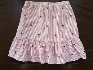 GYMBOREE EUC SZ 7M PATRIOTIC RED WHITE STRIPE SEERSUCKER SKIRT WITH BLUE STARS - Picture 1 of 4