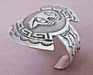 Brazalete nativo navajo de plata esterlina fundido pesado espíritu oso por D K JB0124 - Imagen 1 de 5
