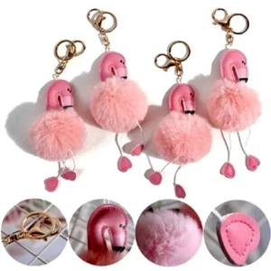 NWT Key Chain / Key Ring Finder 2 Available: Flamingo Pink Poof or Sequin - Picture 1 of 8