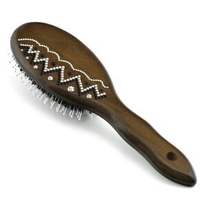 Boar Bristle Hair Brush HBMB-14 created with Swarovski@ Crystals "Africa" Gift 