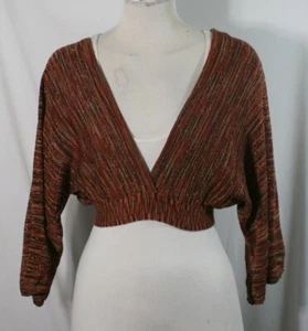 Crop top or bikini cover, bat wing, deep V-neck, open back, adjustable strap, M - Picture 1 of 3