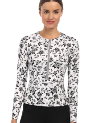 Adidas by Stella McCartney Mujer Natación Rashguard Floral Blanco Gris Tono Top Talla L Foto 1 de 4