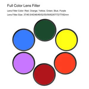Red Orange Yellow Green Blue Purple Full Color Lens Filter 43/46/49/52/58/82mm - Picture 1 of 14