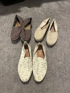 Women’s TOMS Slip On Shoe Size 8 Lot Of 3! Used, Beige, Brown, Beige - Picture 1 of 11
