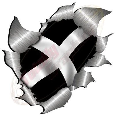 TOTALLY GRAPHICS Single Metal Rip Torn Open Cornish Cornwall Sticker JDM Race Car Camper Van Boat