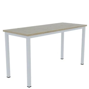 Scrivania PC legno tavolo computer gambe metallo desk bianco e rovere 138 cm - Foto 1 di 5