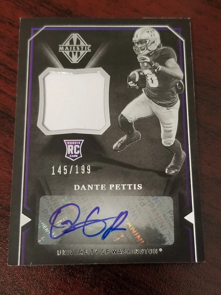 2018 Majestic Rookie Jersey Auto Dante Pettis Washington 49ers #'d 145/199 - Image 1 of 2