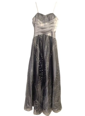 NEW Adrianna Pappel Hailey Logan Gown Gray Satin Glitter Layer Skirt Size 3/4 - Image 1 of 4