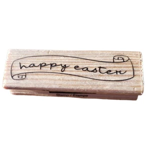 Happy Easter Scroll Craftsmart Wood Mounted Rubber Stamp - Picture 1 of 8