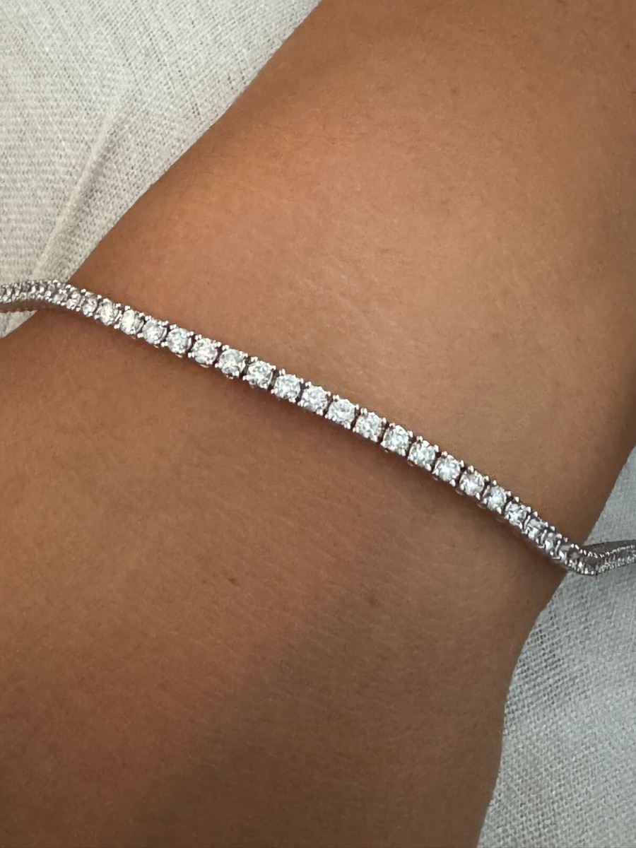 Bracciale Tennis Light-Jewelry Con Zirconi - Placcato Oro Bianco 18k, Confezione Regalo, Unisex