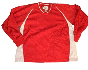 CHAMPION WINDBREAKER JACKET V NECK RED VINTAGE SIZE LARGE WITH POCKETS - Picture 1 of 4