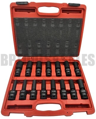 15pc 1/2" DR. Universal Swivel Deep Impact Socket Set (METRIC) PRO Radius 10-24m - Image 1 of 4