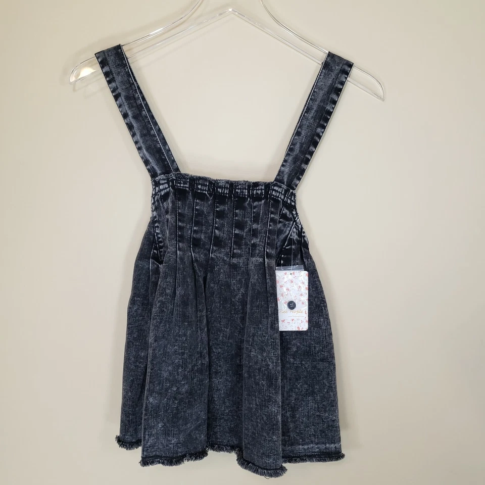 People Marina Denim Top Washed Black OB1120506 0010 Women's Size S