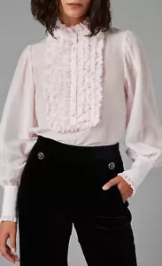 Camicia Temperley London Cynthia in rosa pallido uk 6 e 8. 70% COTONE 30% SETA - Foto 1 di 2