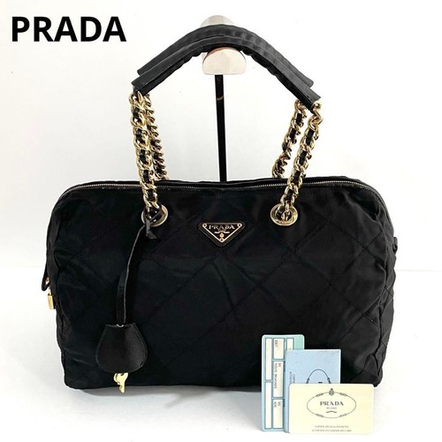 [Buone condizioni] Borsa a mano PRADA Prada catena trapuntata nylon x pelle saffiano:74