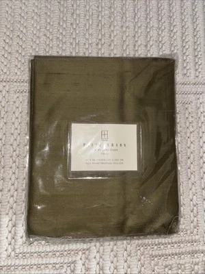 #Pottery Barn silk dupioni drape rideau tie top one panel 50" x 96" green gold - Image 1 of 4