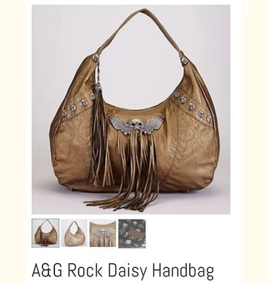A&G AMAL GUESSOUS Women's handbag　Rock Daisy skull gold vintage - Image 1 of 4