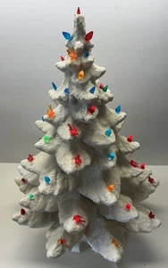 Vintage 1974 Atlantic Mold White Ceramic Christmas Tree 21” With Base & Star - Picture 1 of 11