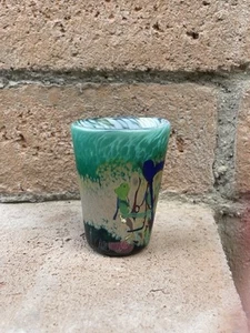 BRUCE STOWELL ART GLASS 2.75" TALL SIGNED TUMBLER IRRIDESCENT USA VASE SHOT GLAS - Picture 1 of 19