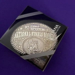 2005 Hesston AGCO NFR Rodeo Montana Silversmiths Belt Buckle Silver Tone - Picture 1 of 6