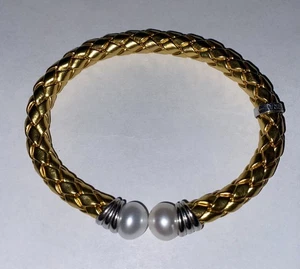 Pietro Balestro goldfarbenes Seil Armband Sterlingsilber Stück Perlenenden - Bild 1 von 7