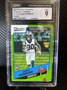 2021 Panini Classics Timeless Tributes Chuba Hubbard /25 Green RC Carolina - Picture 1 of 2