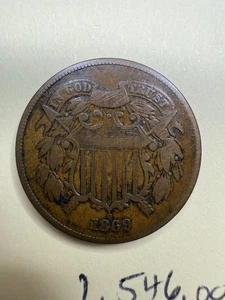 1869 Two Cent Piece – Better Date - Picture 1 of 4