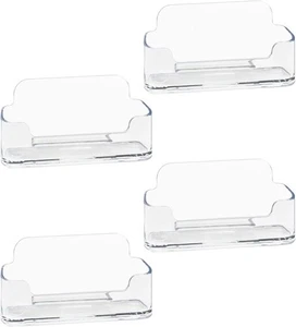 **4 Pack Clear Acrylic Business Card Holders Desk Display Stand Fits 30-50 Cards - Picture 1 of 5