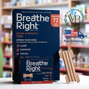 Breathe Right Nasal Strips Tan Extra Strength Snoring Allergy Relief 72 CT. - Picture 1 of 4