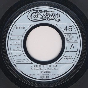 Genesis Match of the Day 7" vinyl UK Charisma 1977 silver injection with large - Picture 1 of 2