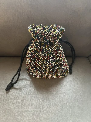 Bolso de mano con cordón y cuentas Candy Dot vintage mediados de siglo Foto 1 de 4