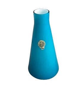 Jarrón vintage Kastrup Holmegaard GUL Bud vidrio con carcasa azul Otto Bauer años 60 70 - Imagen 1 de 7