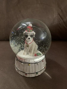 SCHÖNE MUSIKALISCHE SCHNEEKUGEL CIAO CIAO WELPE HUND WEIHNACHTEN Wir wünschen Ihnen ein frohes Thema - Bild 1 von 8