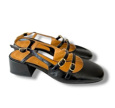 Sézane Paula Babies Slingback Mary Janes Women’s Size 38 Black Patent Leather - Image 1 of 4