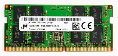 Micron 16GB DDR4 2666MHz SODIMM Laptop RAM PC4-21300 260pin MTA16ATF2G64HZ-2G6E1 - Image 1 of 2