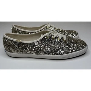 Keds x Kate Spade New York Sneakers Womens 9 Gold Glitter Low Lace Up WF57125 - Picture 1 of 9