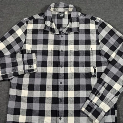 Oakley Shirt Mens Large Button Up Shirt Plaid Long Sleeve Flannel O Logo - Image 1 of 4