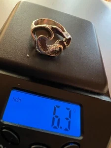 Sterling Silver Vintage Modernist Abstract Ring Size almost 6.5 - see mandrel - Picture 1 of 12
